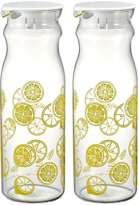 하리오 내열 프리포트 유리물병 FPR-12-LM, 레몬, 2개, 1200ml