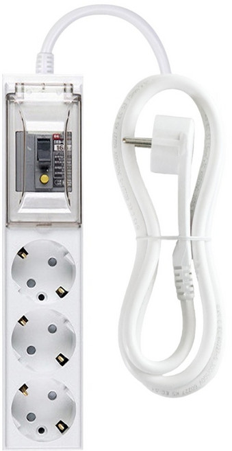 이어지다 고용량 슬림핏 플러그 멀티탭 3구 OS 누전, 화이트, 1개, 1.5m