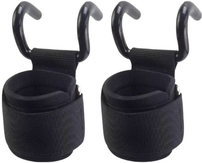 온트리 풀업 미끄럼방지 후크 스트랩, 블랙, 2개
