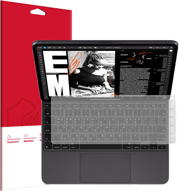 스코코 아이패드프로 7세대 13 M4 매직키보드 슬림 TPU 키스킨 한글용 + 팜레스트 필름 세트, 1세트