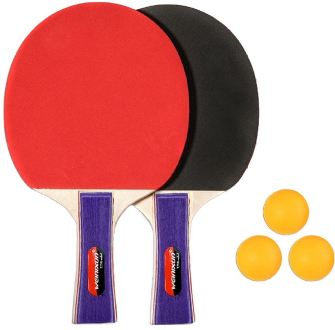 weinixun 탁구 라켓 2p + 탁구공 3p 세트, WNX-2111(BL), 1세트