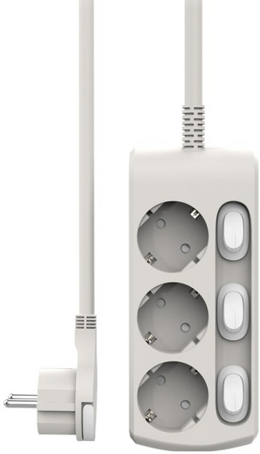 강한박스 16A 개별스위치 납작 멀티탭 3구 KH-3S-0, 50cm, 그레이, 1개