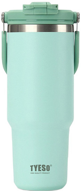 TYESO 泰碩 二代 304不鏽鋼手提保溫冰霸杯, 薄荷綠, 900ml, 1個