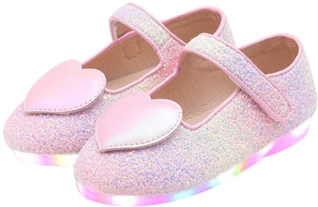 키펀트 여아용 LED 샤이닝 하트 메리제인 A-16