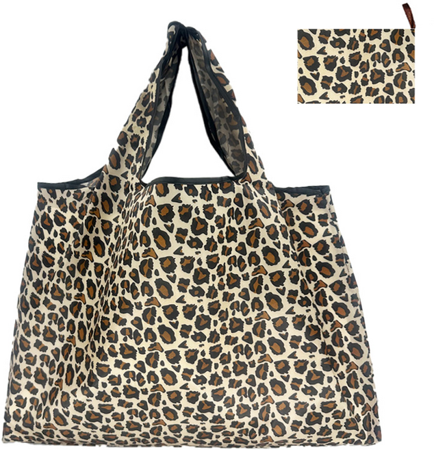 Misoroun 便攜式購物袋 50 x 40 cm, 2個, 豹紋