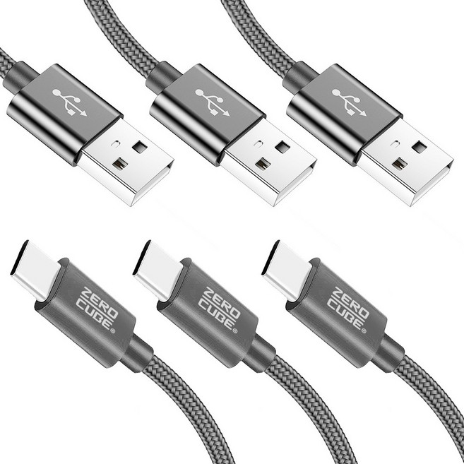 제로큐브 하이퍼코어 C타입 고속충전케이블, 그레이, 3개, 0.7m