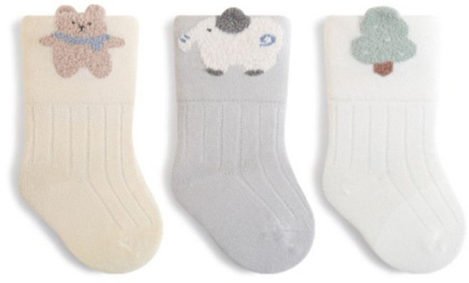 신생아용 보슬보슬 양말 3종 세트