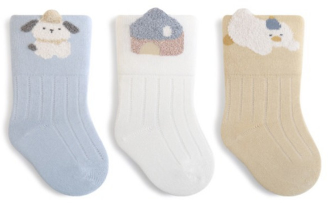 신생아용 보슬보슬 양말 3종 세트