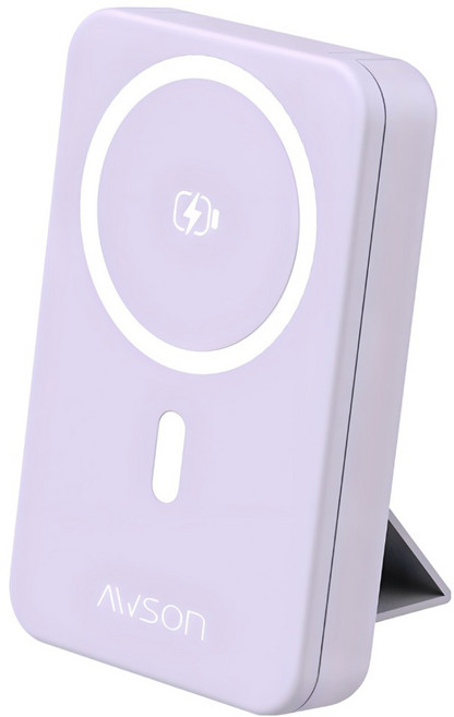 AWSON 歐森 自帶線磁吸無線充 10000mAh Type-C + 蘋果8 PIN, 紫色, AWP-5733