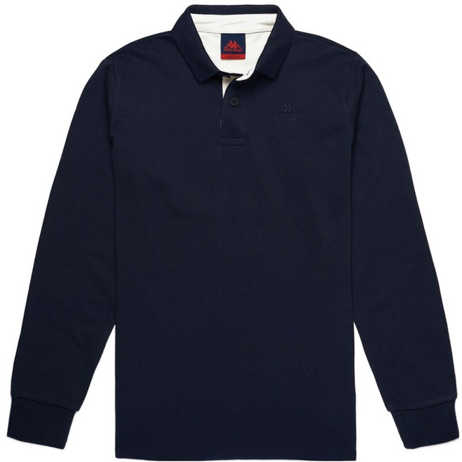 Kappa 男女通用 R D K 撞色領長袖Polo衫, Navy