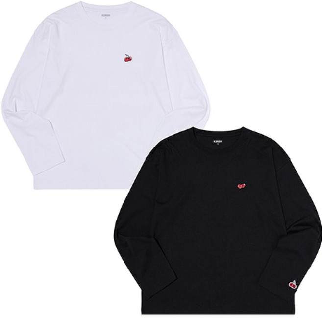 키르시 여성용 스몰 체리 스탠다드 롱 슬리브 티셔츠 2종 세트