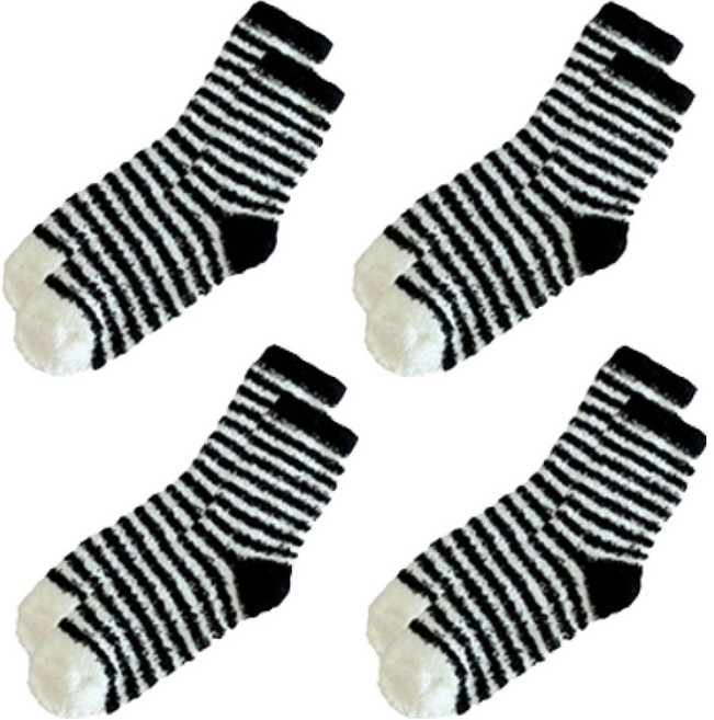 소니오 여성용 블랙화이트 수면 양말 4켤레