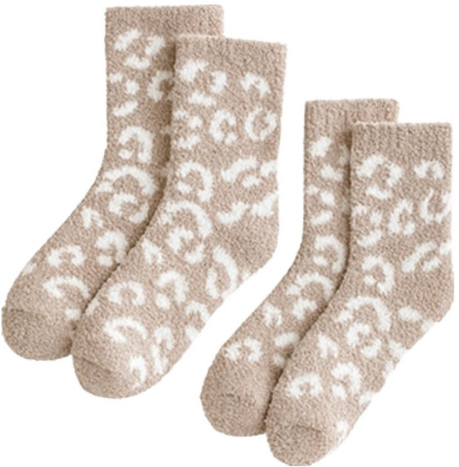 소니오 여성용 레오무늬 수면 양말 2켤레