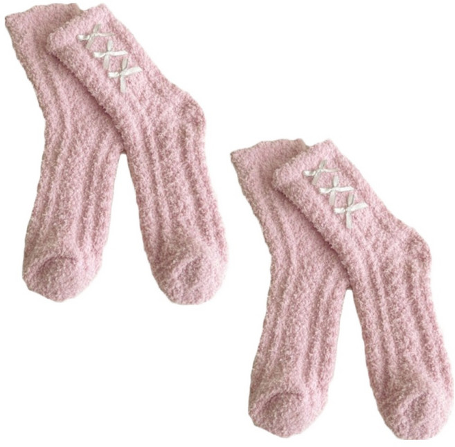 소니오 여성용 트리플리본 수면 양말 2켤레