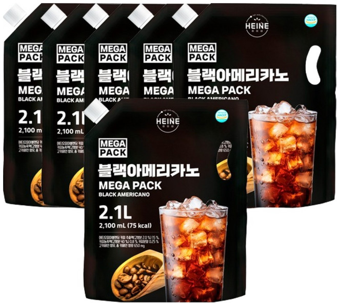 하이네 메가팩 블랙 아메리카노, 6개, 2.1L