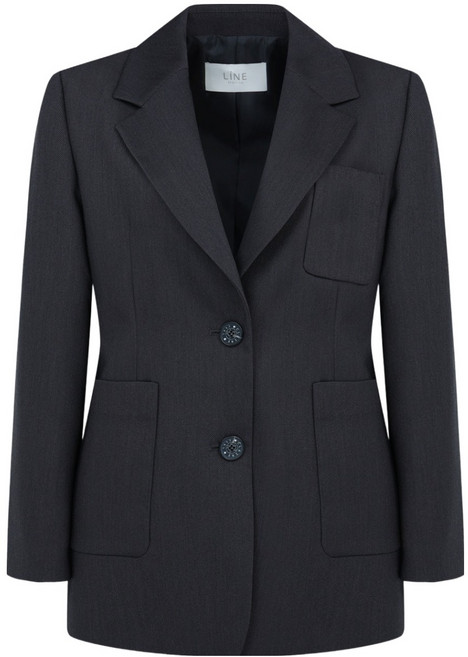 라인어디션 여성용 클라 레터링 버튼 슬림핏 자켓