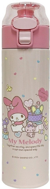 Sanrio 三麗鷗 優貝選 直飲式保溫保冷便攜學生水壺, 粉色美樂蒂, 1個, 480ml
