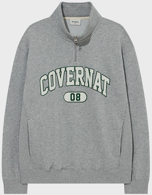 커버낫 남녀공용 아치로고 하프집업 맨투맨