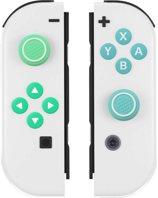 스페이스쉴드 닌텐도 스위치 OLED 조이콘 호환 ABXY 방향 버튼 스틱 캡 실리콘 컬러 톤 체인지 키트, 민트 + 라이트스카이, 1개