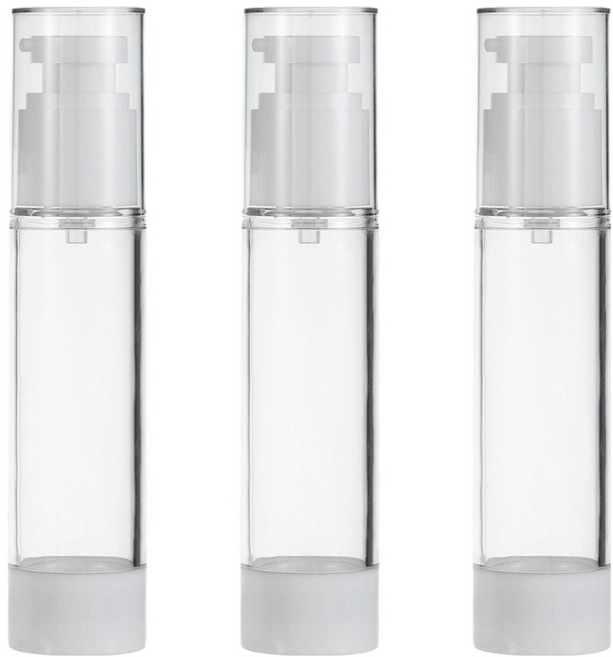 27리빙 휴대용 진공 소분 여행용 공병 펌핑 용기 100ml, 3개, 화이트 + 투명