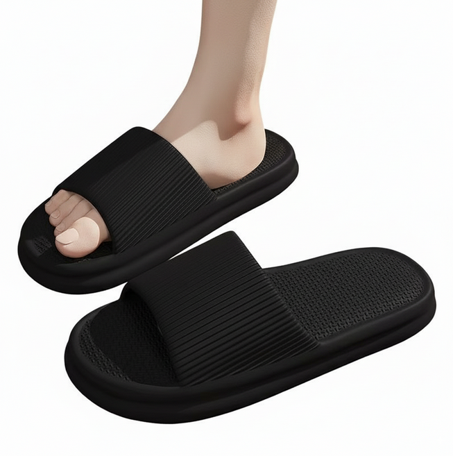 엑스터 간편한 무소음 커플 거실화, 검은색, 2개