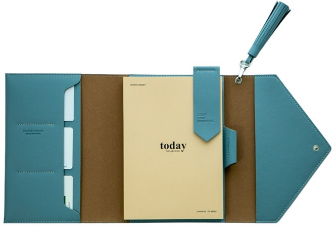 퍼니메이드 태슬 가죽 다이어리, 포그블루, 1개