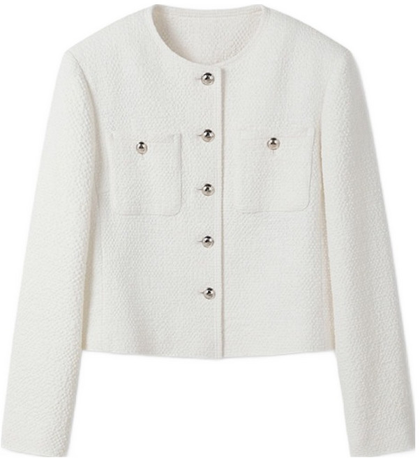 탑텐 여성용 트위드 노카라 재킷 MSE4KG2502