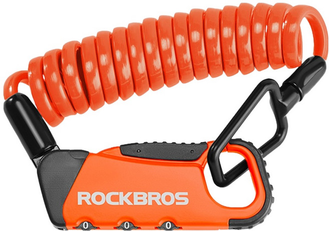 ROCKBROS 洛克兄弟 自行車 滑板車 摩托車 密碼式 迷你鋼纜鎖 RBK6N, 1個, 橘色