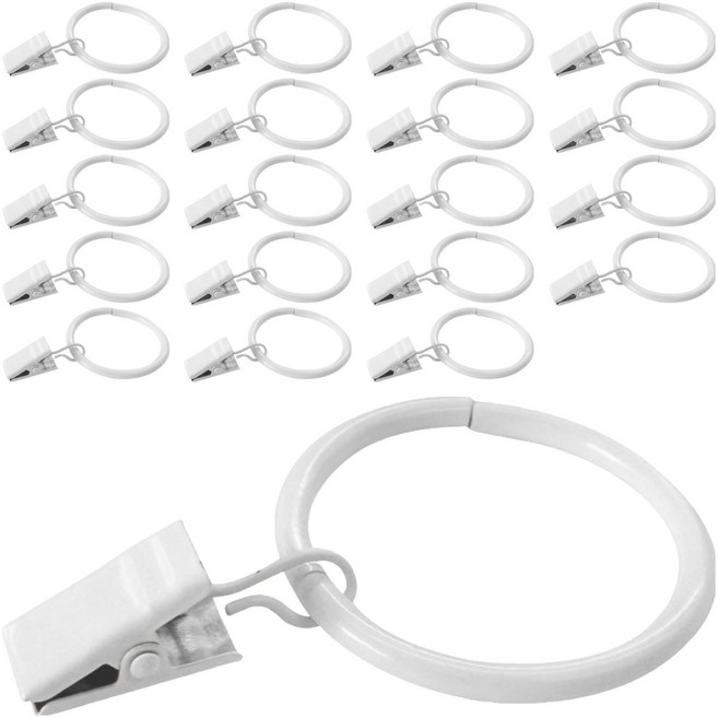 더원홈데코 커튼 집게링 35mm, 20개, 화이트