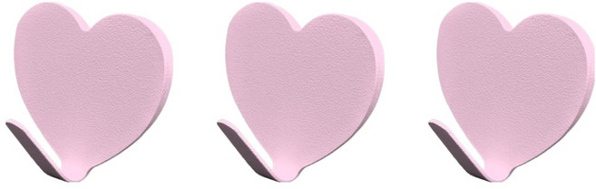 월드크린 하트 접착식 후크 걸이, 핑크, 3개