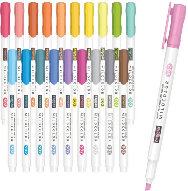 팬맥스 마일드 형광펜 502 20색 세트, 혼합색상, 1개