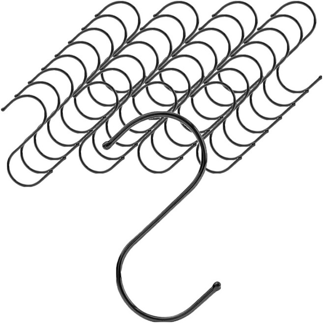 마켓감성 욕실 다용도 S형 고리 소형, 50개, 블랙
