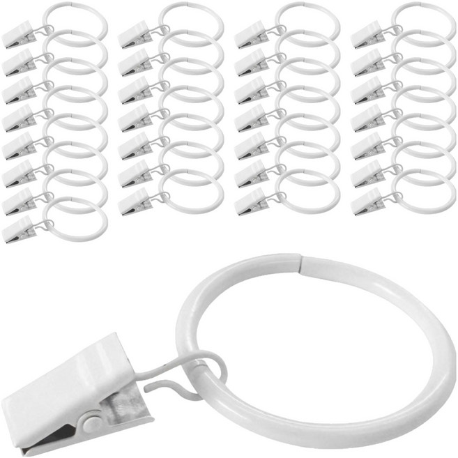 더원홈데코 커튼 집게링 35mm, 30개, 화이트