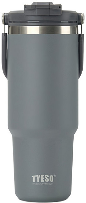 TYESO 泰碩 二代 304不鏽鋼手提保溫冰霸杯, 高級灰, 900ml, 1個