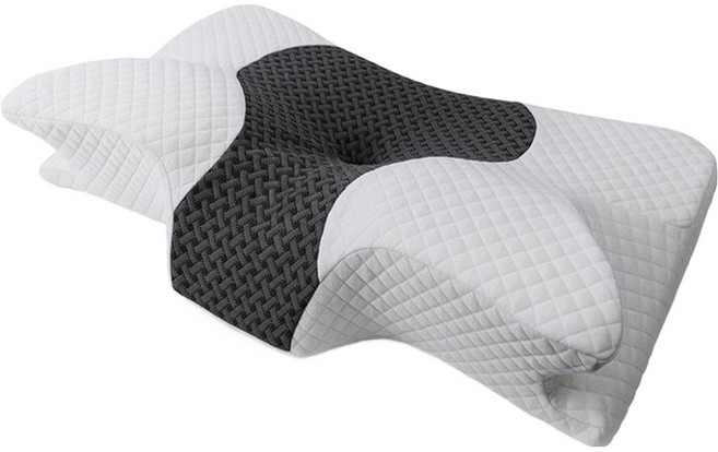petco 培菓 亞馬遜記憶棉枕頭a類人體工學Pillow睡眠護頸枕頸椎枕頭 護頸牛角枕, 1個, 灰白色