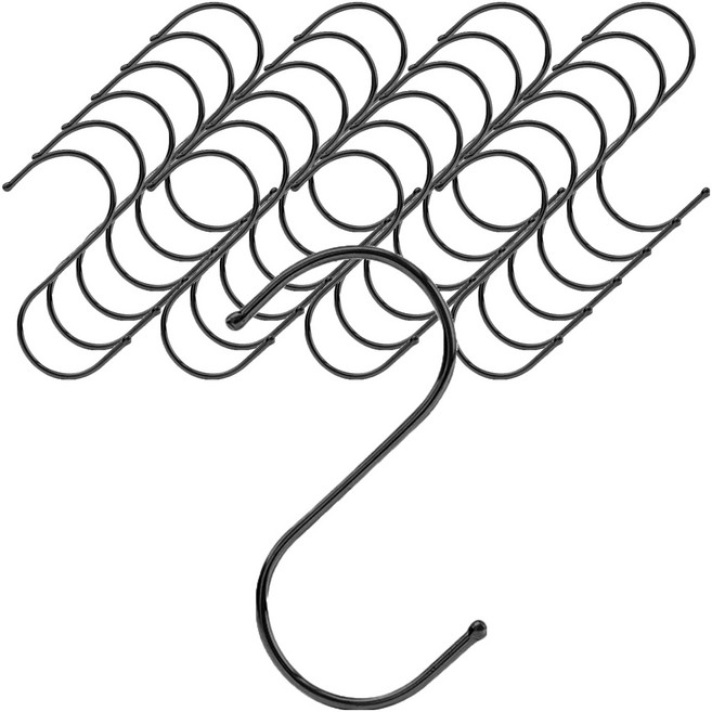 마켓감성 욕실 다용도 S형 고리 대형, 블랙, 25개