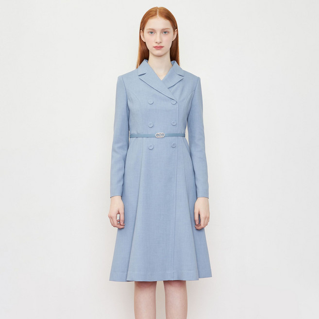 라인어디션 여성용 더블버튼 벨티드 원피스