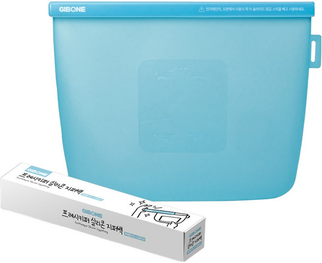 기본에 프레시키퍼 이중 밀폐 실리콘 지퍼백 2000ml 특대(XL), 코튼스카이, 1개