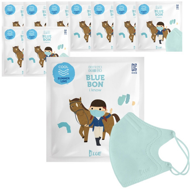 블루본 아이노우 썸머라인 새부리형 컬러마스크 소형, 1개입, 10개, 민트