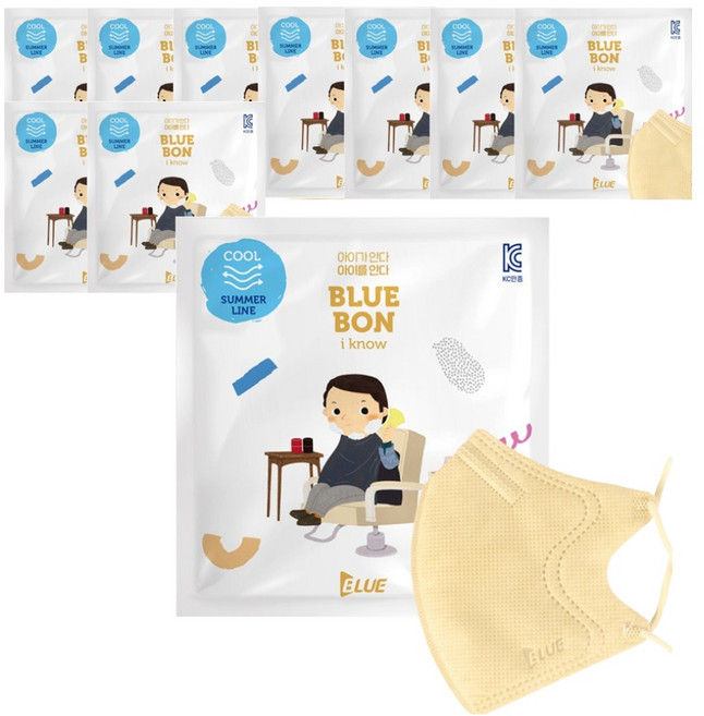 블루본 아이노우 썸머라인 새부리형 컬러마스크 소형, 1개입, 10개, 아이보리