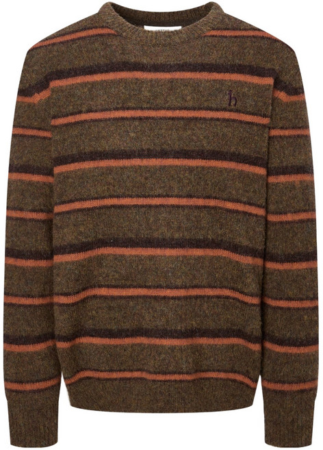 헤지스 남성용 셔틀랜드 울 쉐기독 스트라이프 크루넥 니트