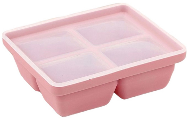 빅벅 실리콘 이유식 큐브 얼음틀 4구, 분홍, 1개, 360ml