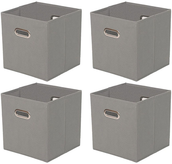 접이식 수납 정리함 선반 책장 바구니, 그레이, 4개