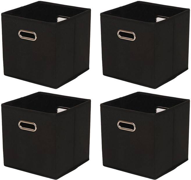 접이식 수납 정리함 선반 책장 바구니, 블랙, 4개