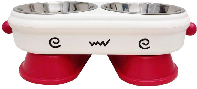 파스텔펫 반려동물 로봇 스텐 더블식기 31 x 16 x 10.5 cm, 레드, 1개