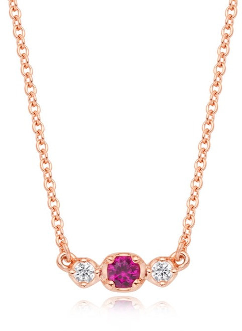 티르리르 포인트 큐빅 핑크 실버 목걸이 + 쇼핑백