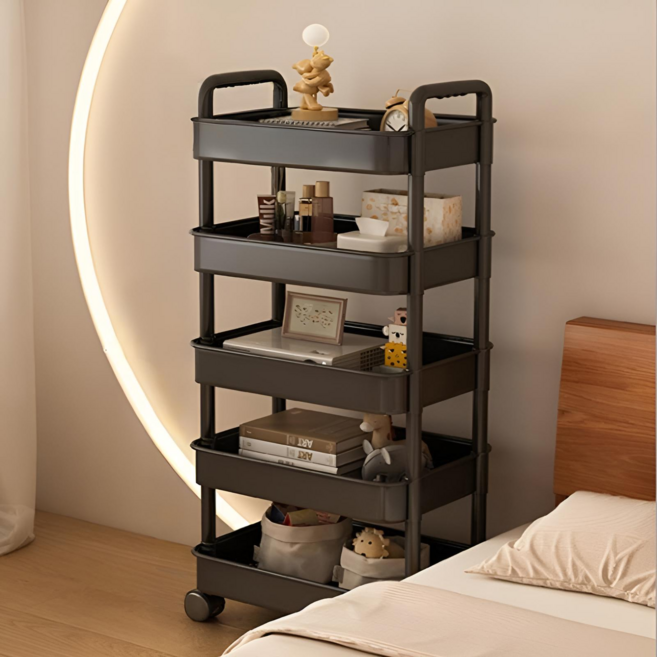 모노로지스 다용도 틈새활용 플라스틱 걸이박스2 트롤리, 블랙, 5단