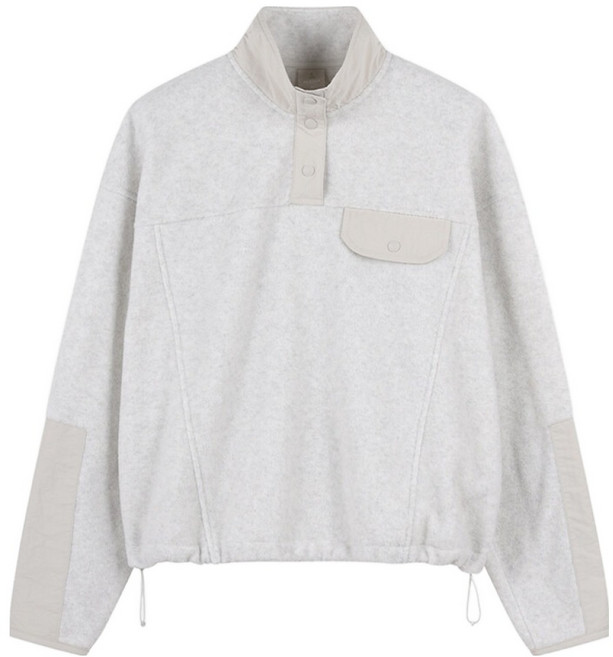 여성용 폴라폴리스 크롭 하프집업