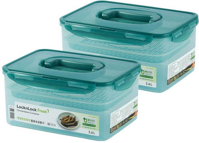 LocknLock 樂扣樂扣 發酵熟成容器 + 壓板套組, 2套, 3.6L