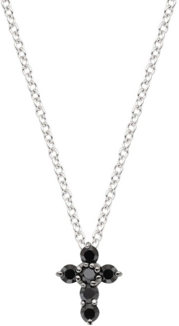 티르리르 미니 십자가 블랙큐빅 화이트 실버 목걸이 + 쇼핑백